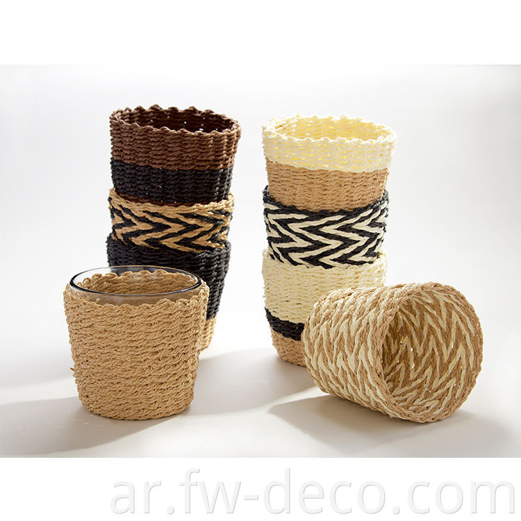 rattan wrapped glass